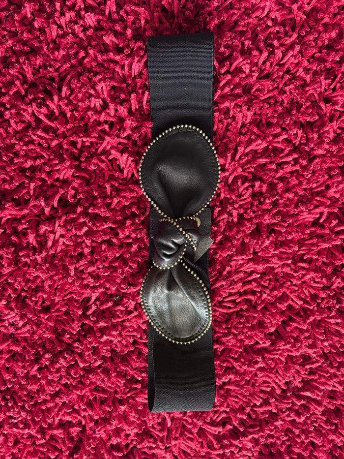 Ceinture noire élastique – nœud en simili cuir – 72 cm - Naf Naf - photo numéro 2