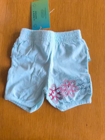 318753 short bleu fille 1 mois mini adelie