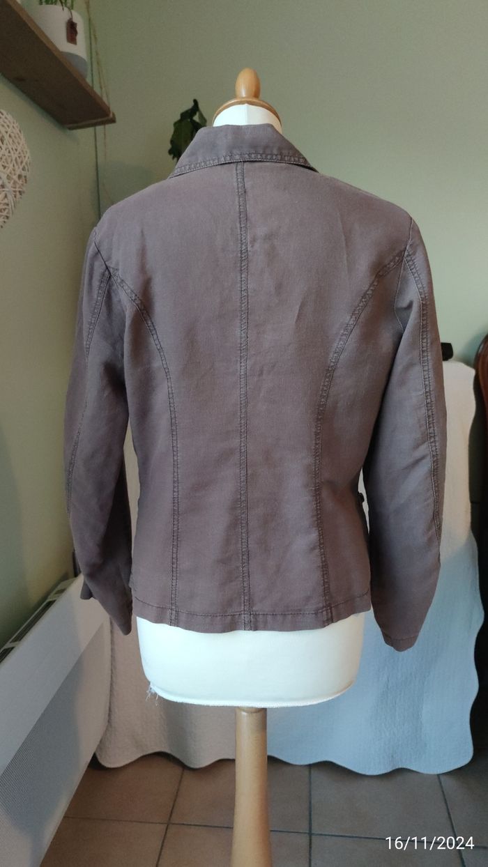 Blazer marron en lin et coton T38 - photo numéro 3
