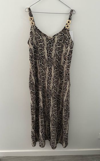 Combinaison longue fluide jambe large python serpent beige crème et noir TU