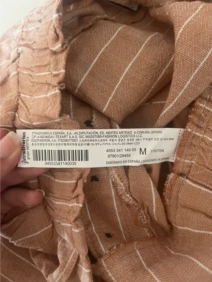 Pantalon effet lin rose poudré à rayures - Neuf 🎀 - photo numéro 7