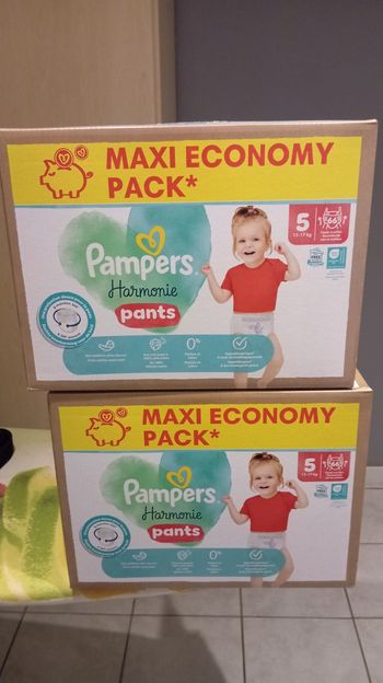 Les 2 maxi pack Pampers harmonie taille 5 pants