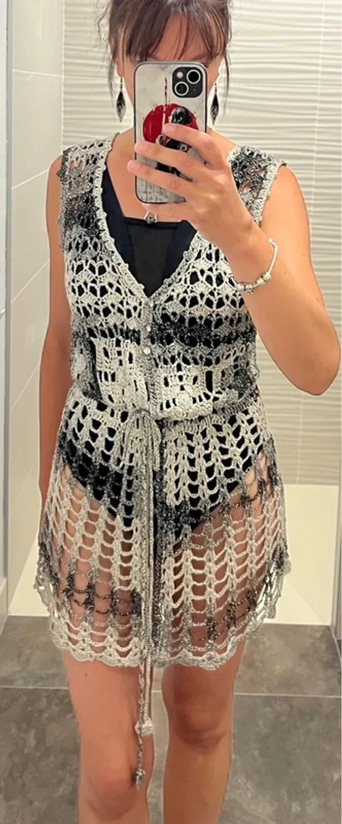 Gilet ajouré en crochet - taille XS - photo numéro 12