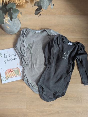 Lot de 2 bodies Petit Bateau 12 mois