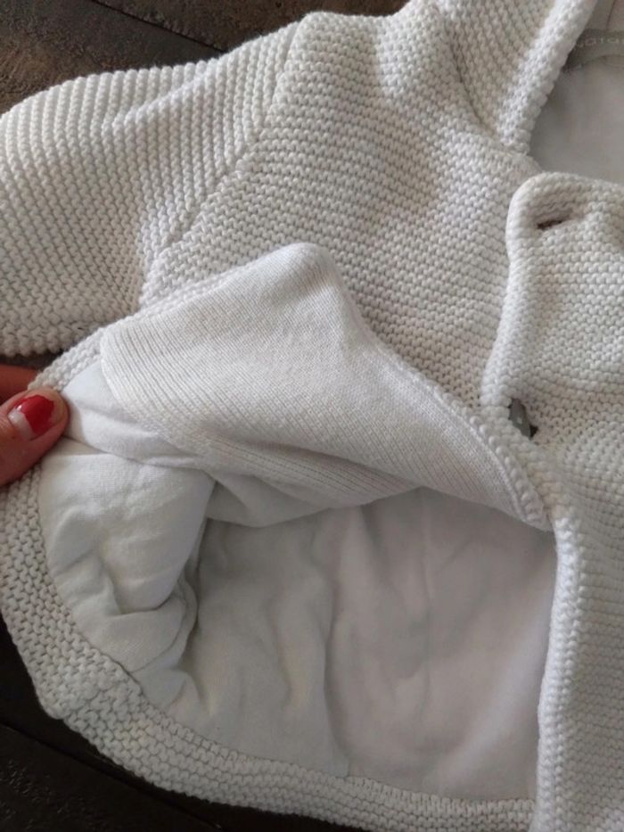 Gilet manteau Blanc épais capuche natalys t 6 mois 68 cm - photo numéro 5