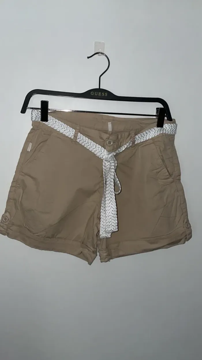 Short femme Sun Valley sable taille 36 avec ceinture tressée - Parfait été
