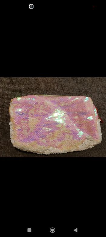 Trousse sequins réversible rose ou blanche