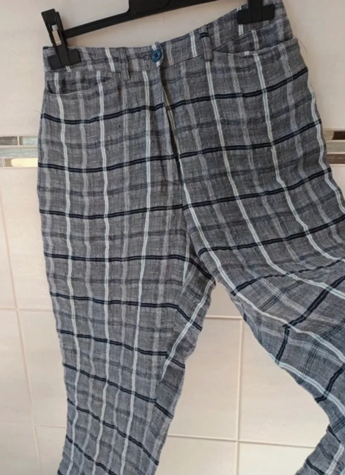 Pantalon Teenflo vintage neuf, jamais porté, taille haute, 70% lin - photo numéro 2