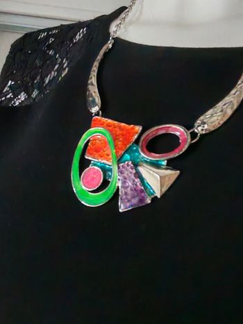 Collier coloré chaîne en acier inoxydable et émail