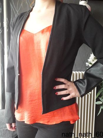 Veste tailleur bi-matière t38