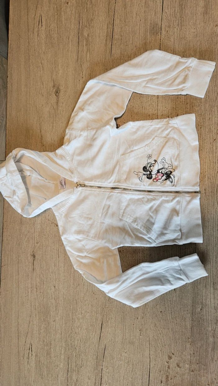 Gilet à capuche blanc court à manches longues, dessin de Minnie, Disney, 6 ans - photo numéro 3