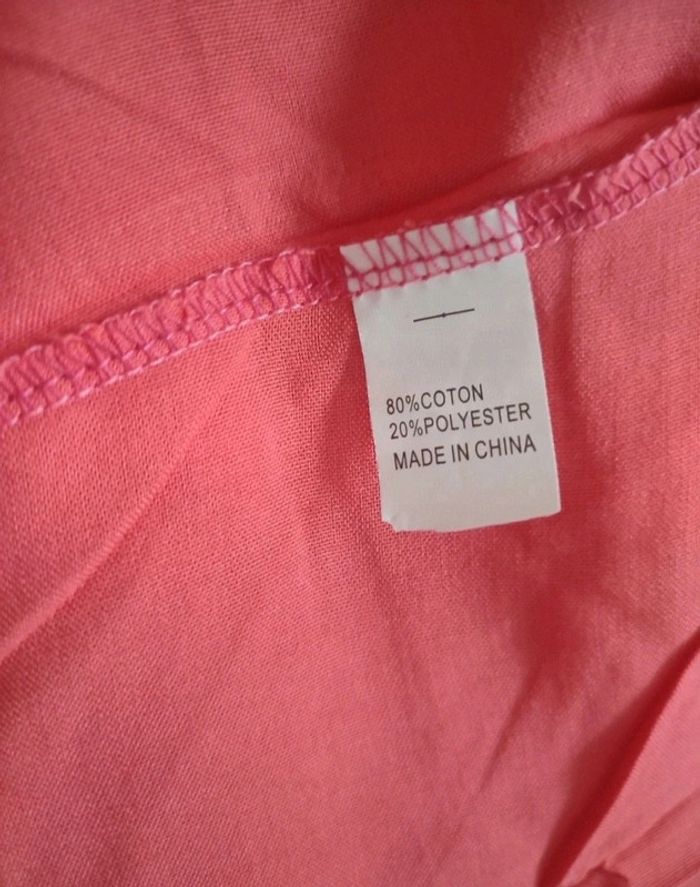 Robe longue d'intérieur été rose taille L - photo numéro 5