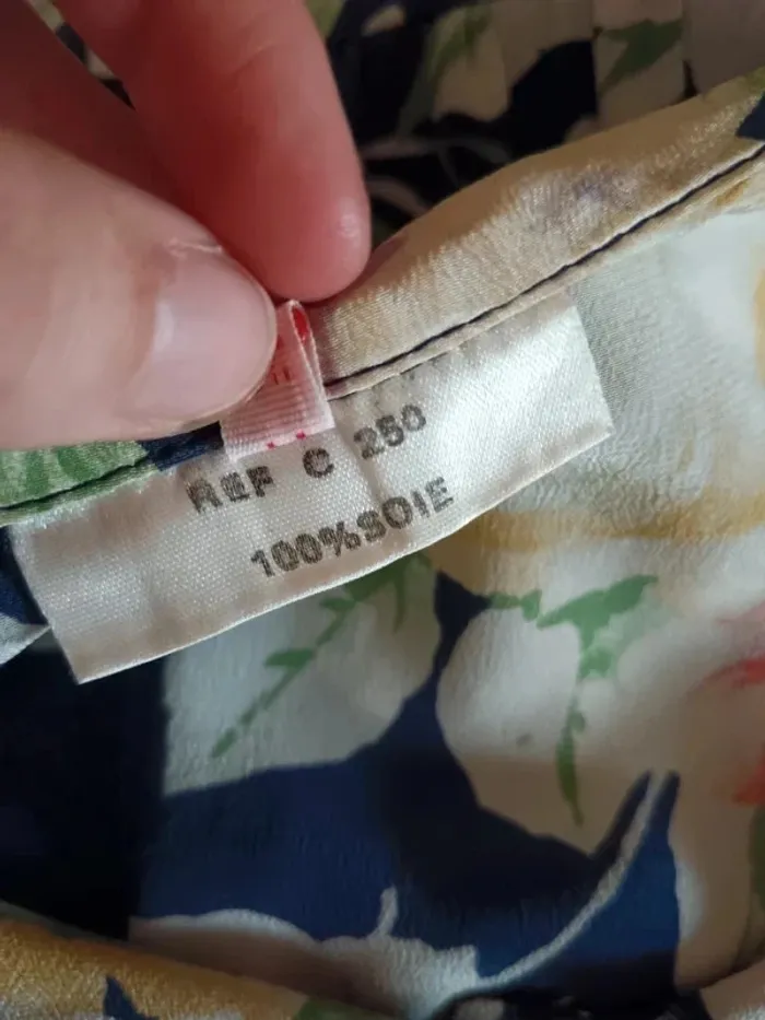 Robe fleurie bleu marine soie - photo numéro 8