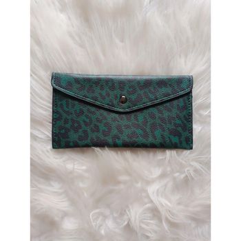 Pochette/ portefeuille vert motif léopard Neuf