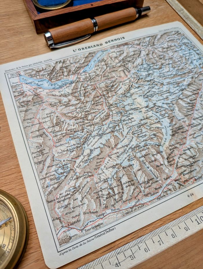 Imprimée en 1844, L'Oberland bernois, Suisse. Original Vintage Authentique. - photo numéro 6