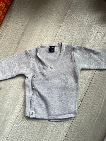 Gilet cache-cœur en maille Kiabi - Gris chiné - 1 mois
