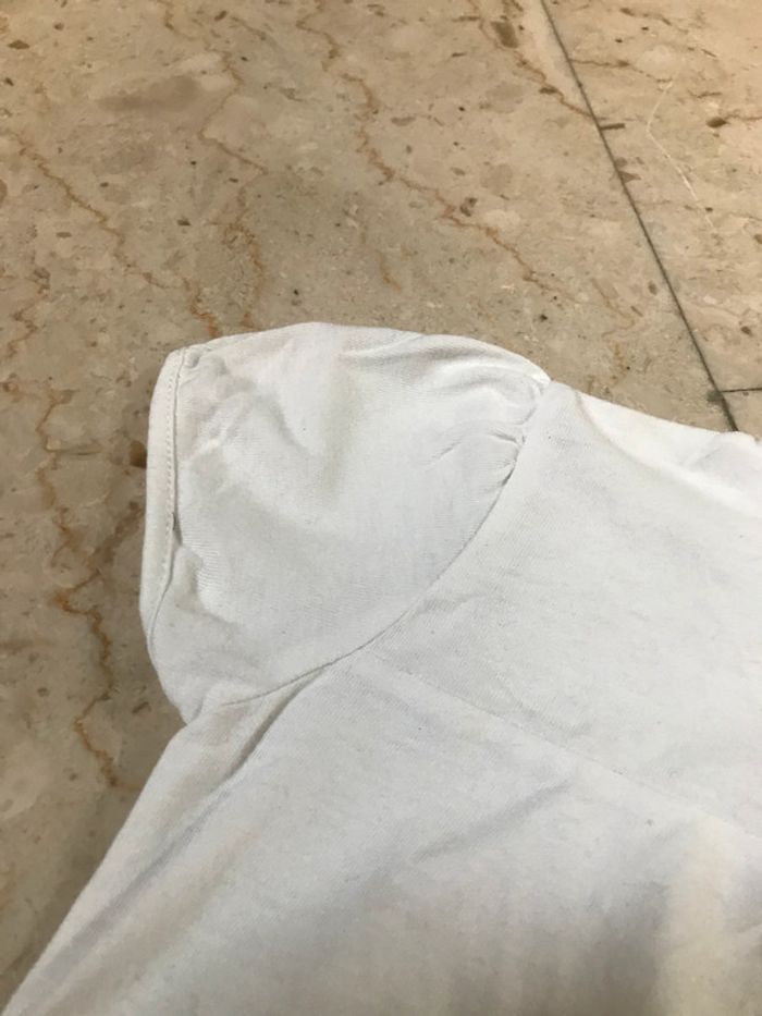 Tee-shirt blanc manches ballon 18 Mois - photo numéro 3