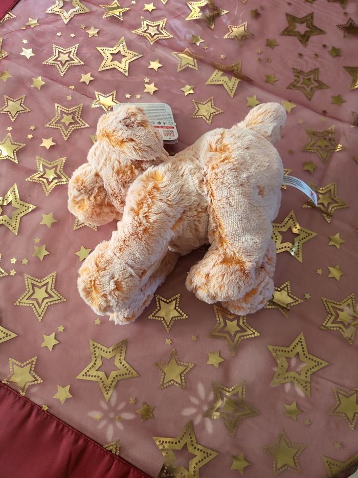 Peluche chien 🐕 velours orange clair ni - photo numéro 5