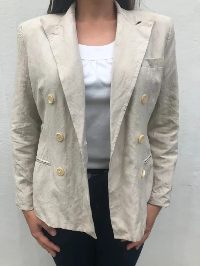 Blazer Beige Lauren Ralph Lauren en Soie et Lin - Taille S Femme - photo numéro 3