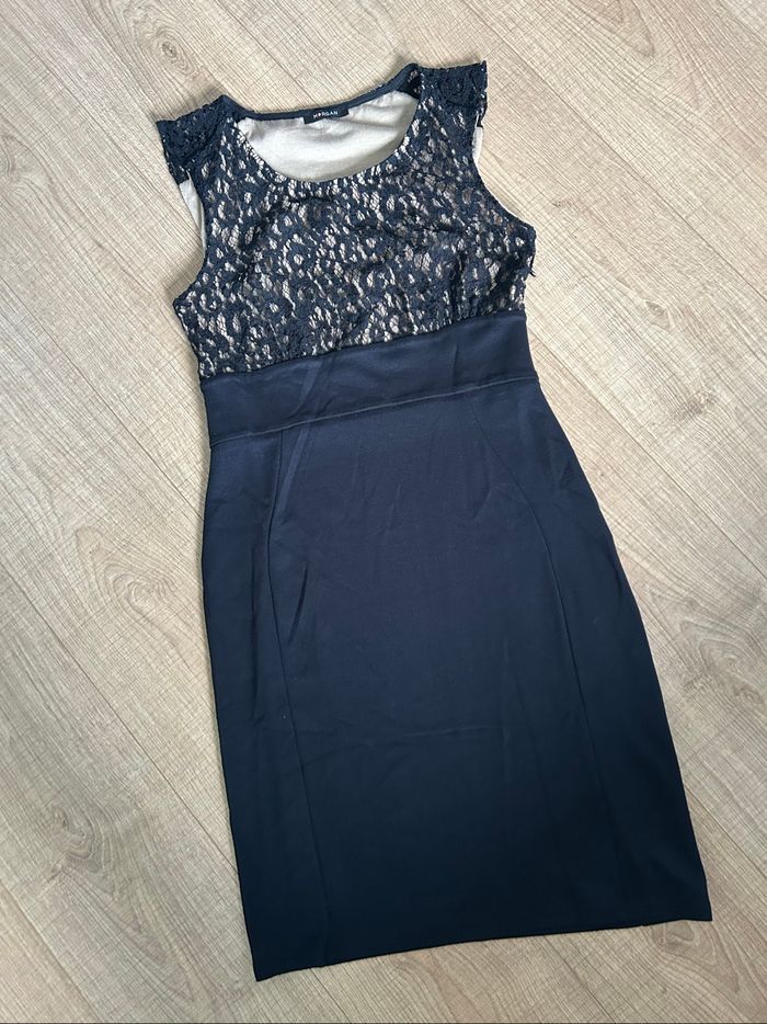 Robe noire et beige avec dentelle Morgan taille 36 bon état - photo numéro 7