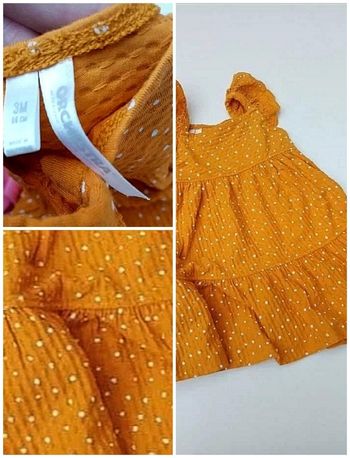3 mois orchestra robe a volant moutarde a pois blanc print été /était neuf