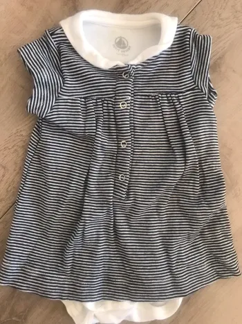 Ensemble robe avec body intégré et gilet Petit Bateau 3 mois