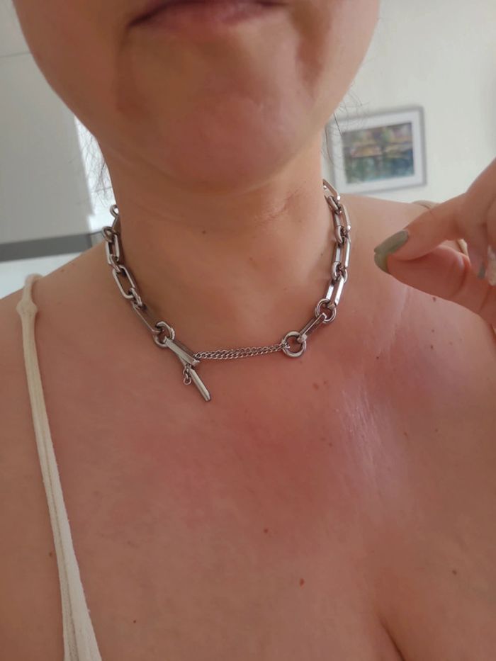 Collier zag argenté neuf - photo numéro 2