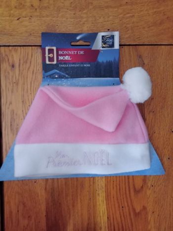 Mon premier Noël bonnet rose 12 mois