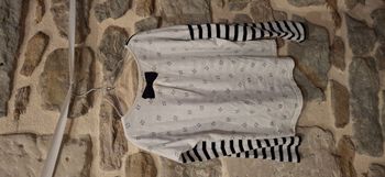 Tee-shirt manches longues blanc rayé noir marque Ikks taille 8 ans