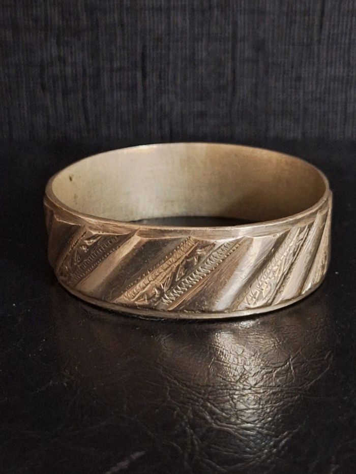 Ancien bracelet jonc en métal argenté beraber touareg - photo numéro 2