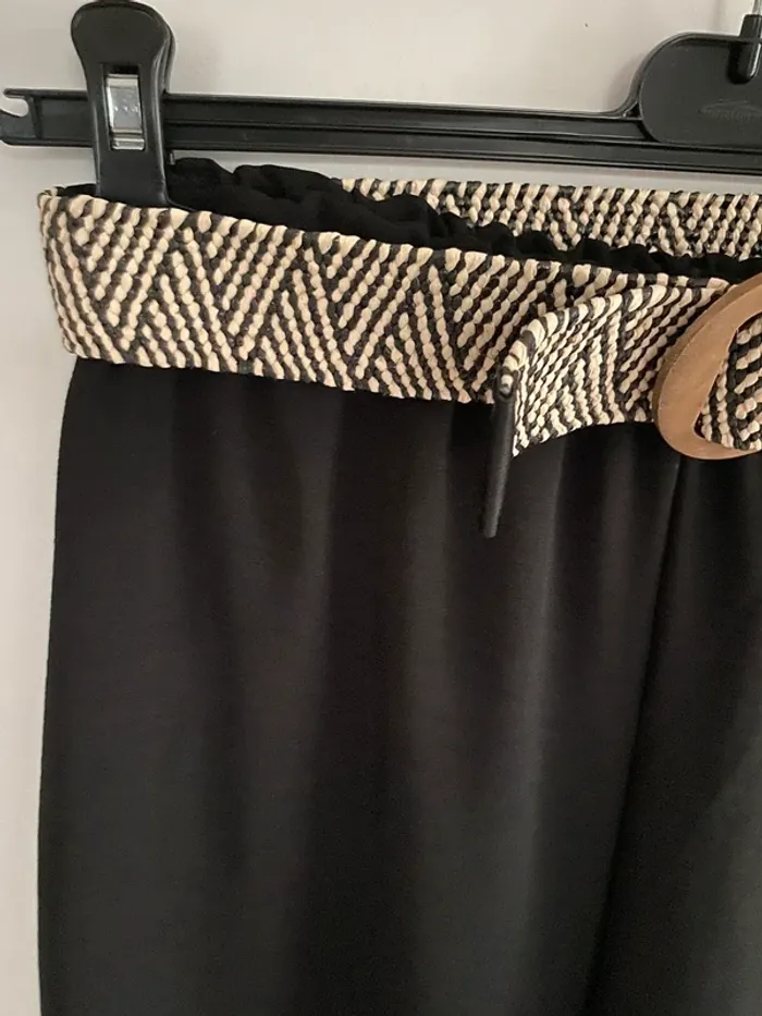 Pantalon noir fluide made in Italy taille unique avec ceinture - photo numéro 3