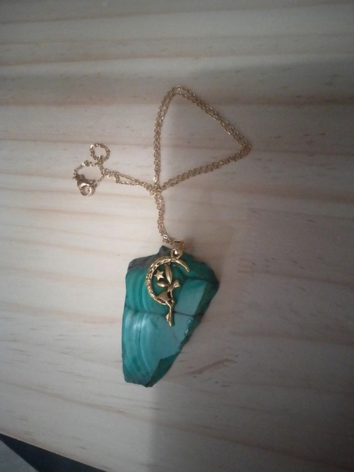 Collier éclat en pierre naturelle de malachite - photo numéro 3