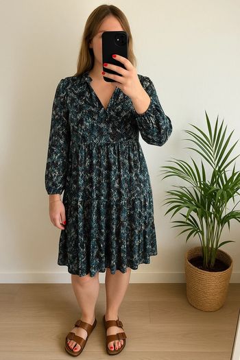 Robe fluide bleue à motifs taille 40 - Promod