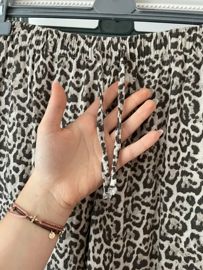 pantalon léopard effet lin taille haute - photo numéro 4