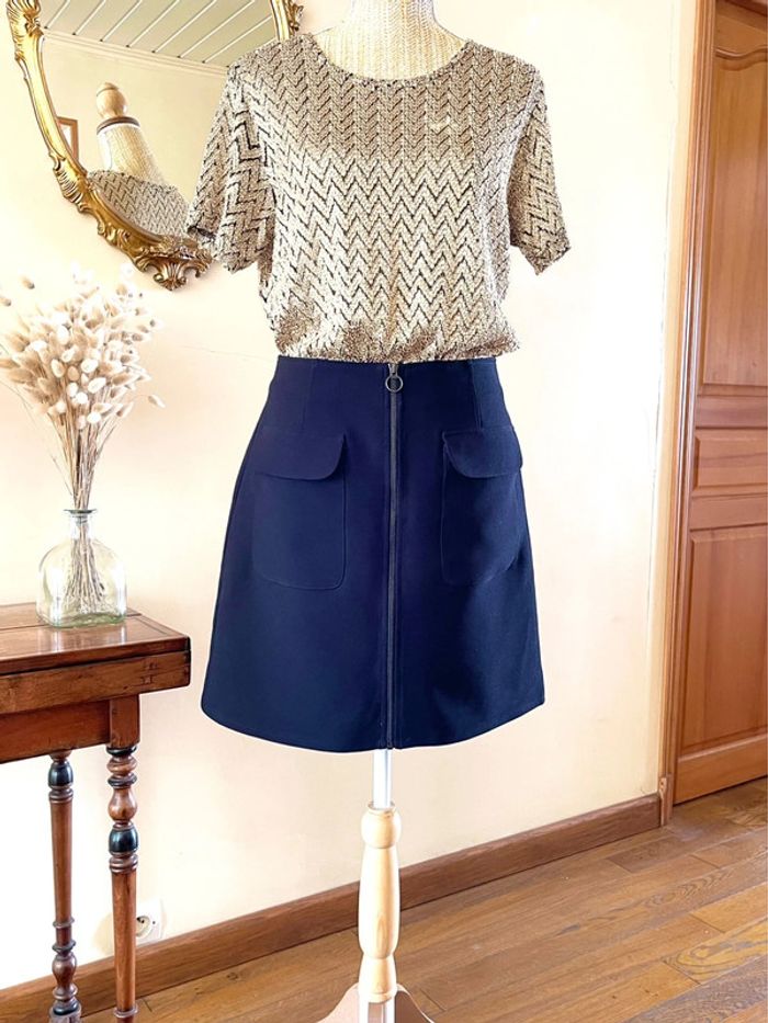 Sublime jupe à  poche plaquée et fermeture avant noir Wallis taille 38 neuve style sixties - photo numéro 3