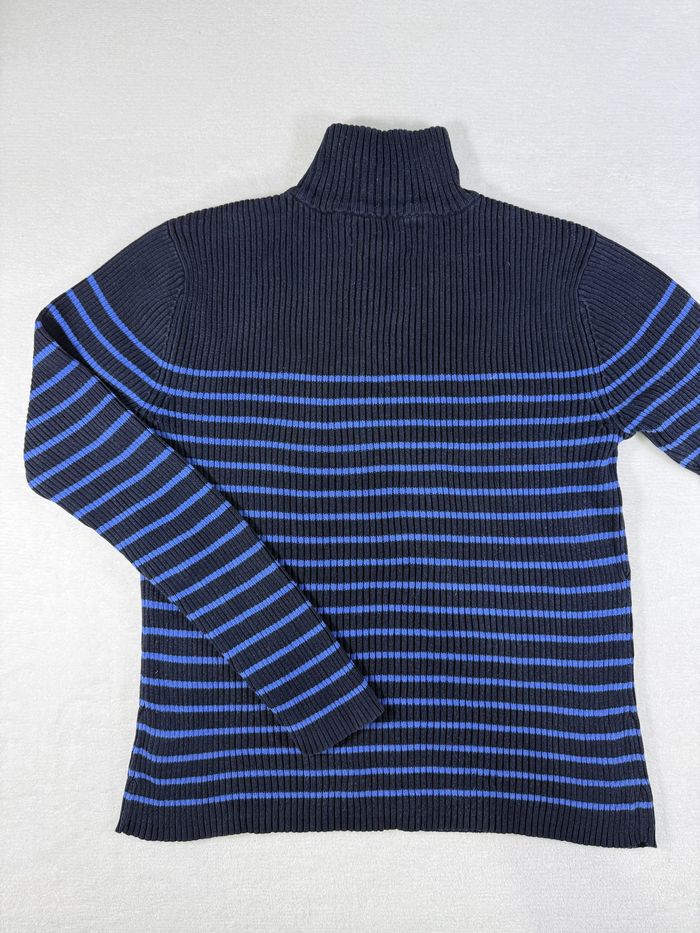Pull Tommy Hilfiger noir & bleu rayé taille M pour femme col montant parfait état - photo numéro 5