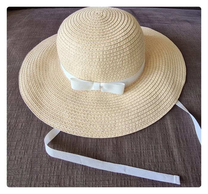 🌼Capeline paille PETIT Bateau 3-6 mois 🎀 chic été ruban blanc👒