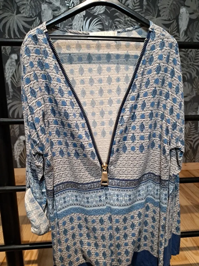 Blouse motifs bleus femme M/L - photo numéro 4