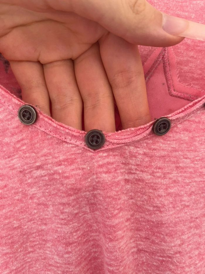Pull col V, rose chiné avec des étoiles , Purple Queen, Taille unique - photo numéro 4