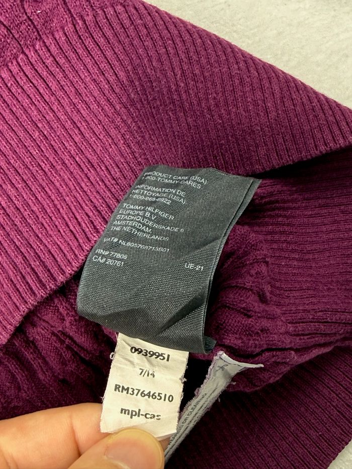 Pull torsadé violet Tommy Hilfiger pour femme taille M 100% coton Pima SM01625 - photo numéro 10