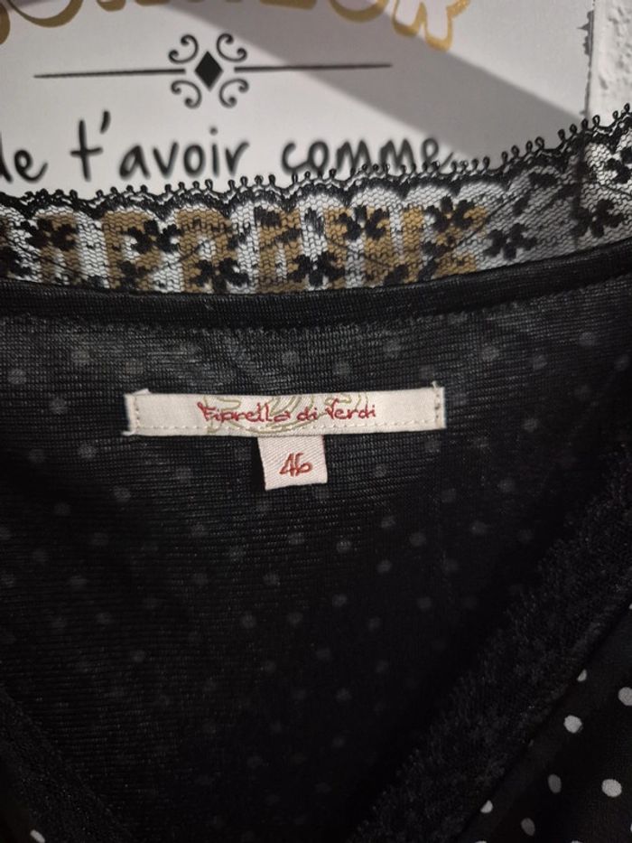 Magnifique robe mi-longue à pois col cache cœur avec dentelle noir et blanc taille 46 - photo numéro 8