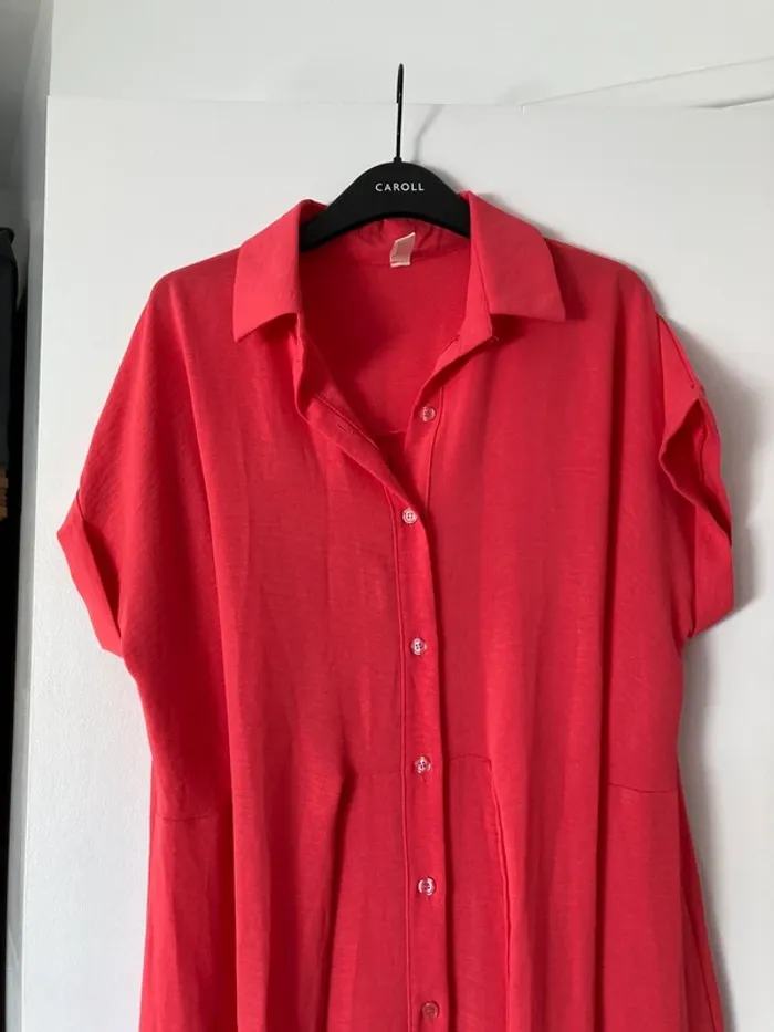 Robe longue corail à nouer à la taille - photo numéro 4