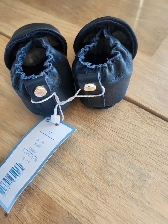 Chaussons semelle souple Jacadi 17 marine en cuir - photo numéro 3