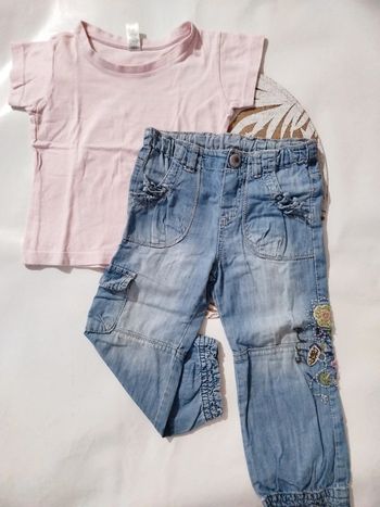 🪷Jean et tee shirt rose 18 24 mois 86 92 cm🪷