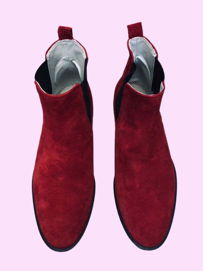 Bottines nubuck rouge red suede ankle boots - photo numéro 3