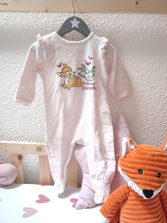 Pyjama une pièce bébé fille - Bambi et Panpan - 12 mois - Très bon état - Disney - photo numéro 2
