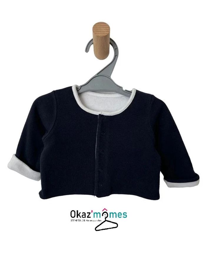 Cardigan pressionné bleu marine - Petit Bateau 1 mois (54cm)