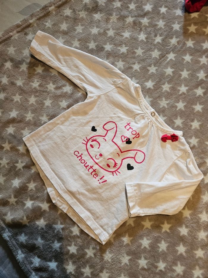 Lot de 2 t-shirts fille ML 6 mois - photo numéro 2