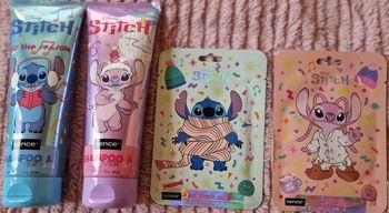 Lot Stitch et Angel shampoing et gel douche + 2 masques  nettoyant