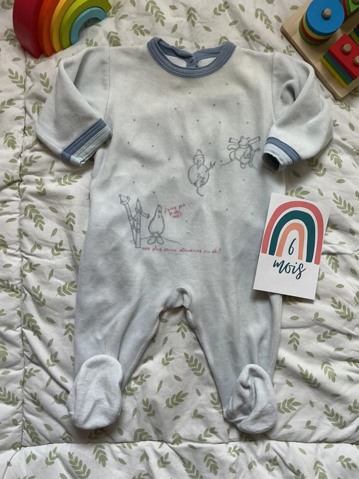 pyjama grenouillère en velours bleu 6 mois petit bateau - photo numéro 2